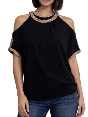 NWOT XOXO Cold Shoulder Metal Top
